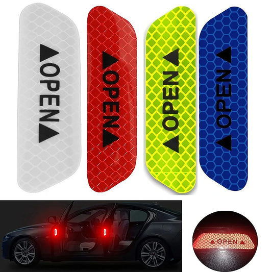 4PCS Fluorescent Car Reflective Warning Strips – Safety Stickers for Lada, Opel Astra & More