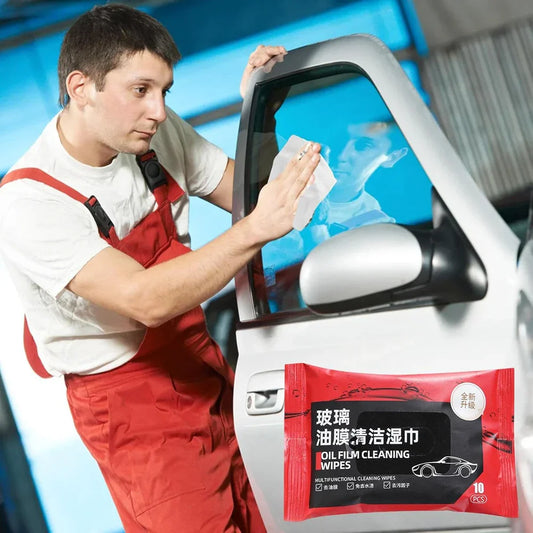 10Pcs Car Glass Oil Film Removal Wipes – Window & Windshield Cleaner