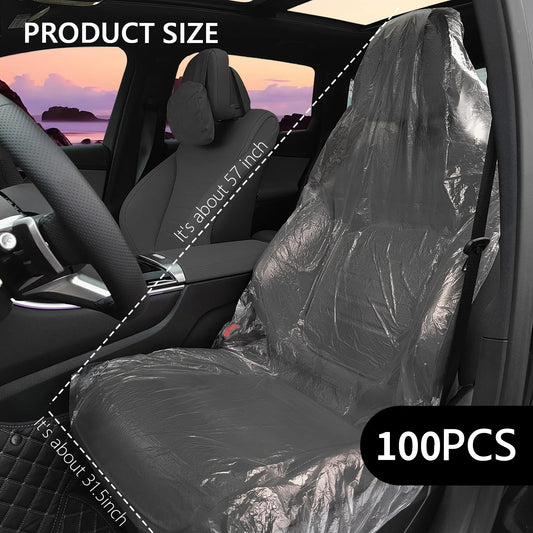 100 Pcs Disposable Car Seat Covers Universal Fit - Waterproof, Dustproof & Anti-Stain Protectors for Cars/Trucks/SUVs