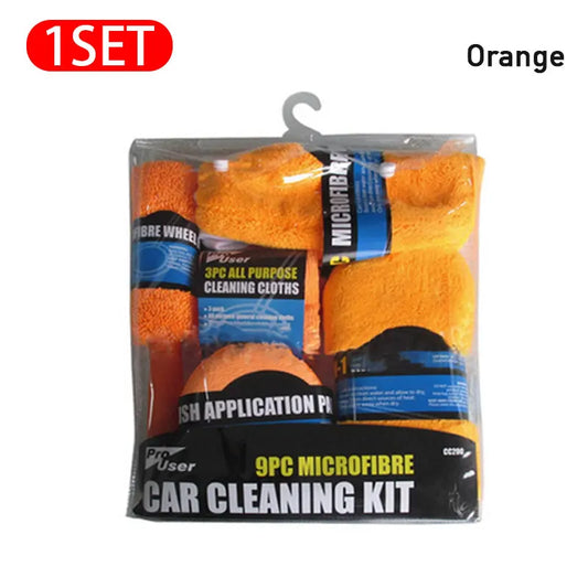 SEAMETAL 9pcs Microfiber Car Washing Kit Cleaning Tools