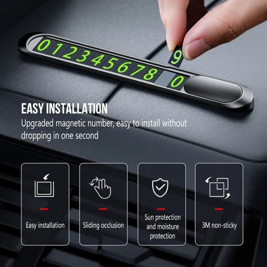 Car Temporary Parking Card – Hidden Number Plate with Metal Alloy Texture